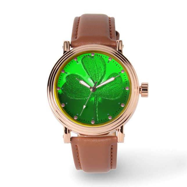 MONTRE LE JOUR DE ST PATRICK LE SHAMROCK VERT JEWEL EN PI (Recto)