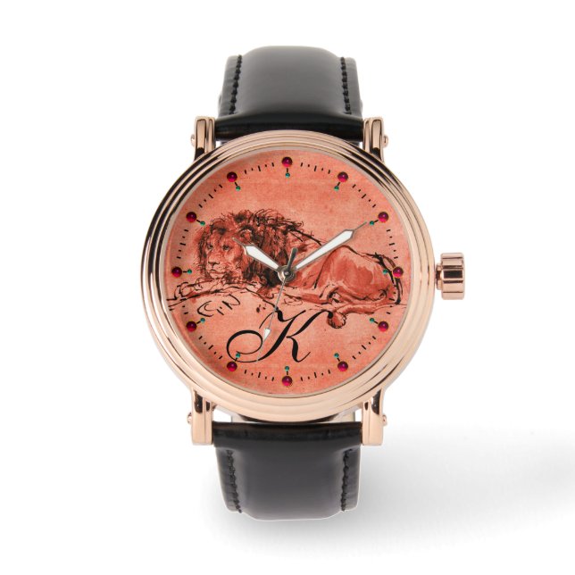 Montre LE LION DU CAP EN BAS, Monogramme rouge antique (Recto)