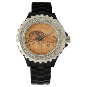 Montre LE LION DU CAP, orange antique, noir