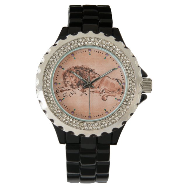 Montre LE LION DU CAP, Rose antique, Noir (devant)