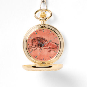 Montre LE LION DU CAP, Rouge antique, Noir