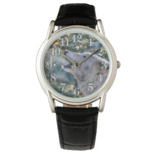Montre Le loup blanc de l'Arctique hurle en hiver