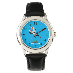 Montre Le mignon secrétaire oiseau écrire des notes dessi