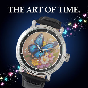 Montre "Le murmure du printemps" - Papillon bleu floral