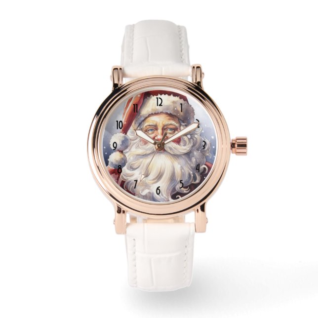 Montre Le Père Noël rétro dans un Noël Casquette rouge (Recto)