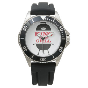 Montre Le Roi Du Grill, Blanc Noir Couronne Rouge