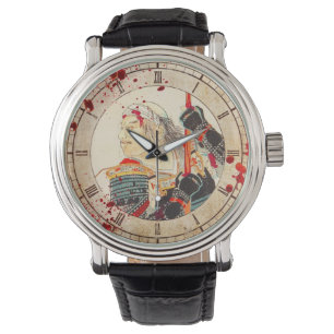 Montre Le sang vintage a éclaboussé le guerrier samoura