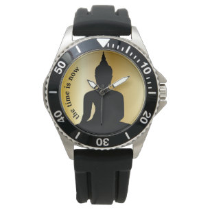 Montre 'Le temps est maintenant' assise bouddha silhouett