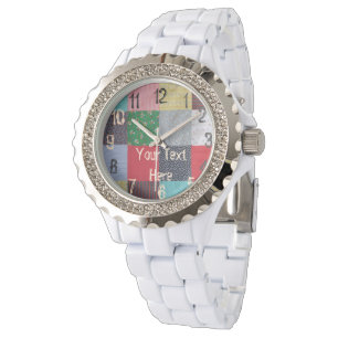 Montre le tissu vintage coloré de patchwork ajuste uniqu