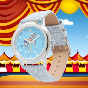 Montre Le zèbre mignon de carrousel ajoutent le nom