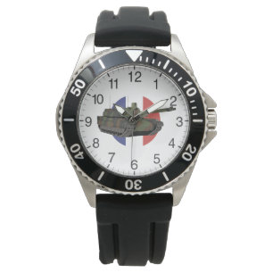 Montre Leclerc, char français avec drapeau