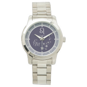 Montre Leo Zodiac Argent Parties scintillant Bleu foncé M