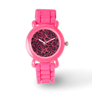 Montre Léopard rose et noir