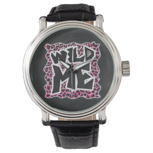 Montre Leopard Wild Me Noir et rose chaud