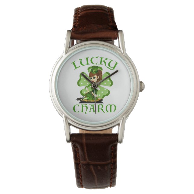Montre Leprechaun Girl Lucky Charm Wrist Watch (devant)