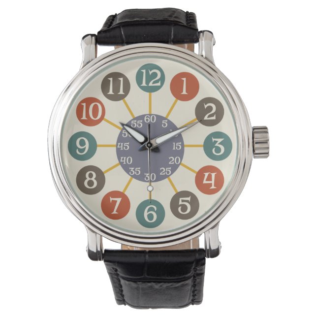 Montre les années 50 Retro Starburst atomique moderne Mid (devant)