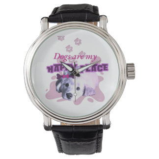 Montre Les chiens sont mon endroit heureux.