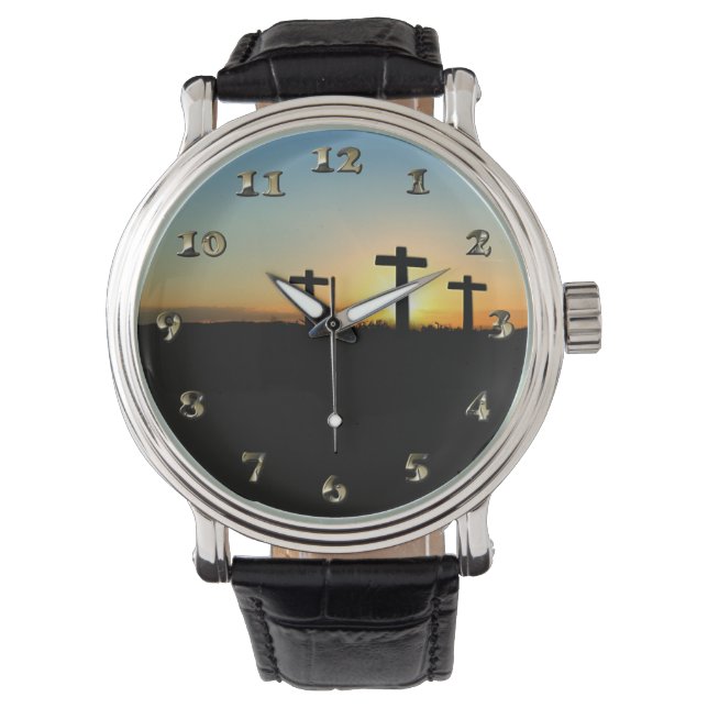 Montre Les croix de crucifixion au coucher du soleil (devant)