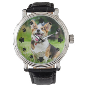 Montre Les Empreintes de pattes noirs ajoutent votre phot