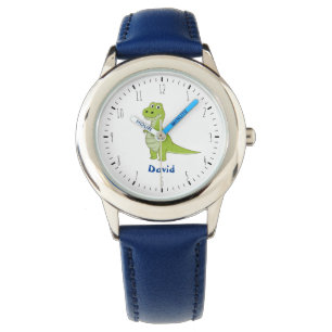 Montre Les enfants de dinosaures t-rex vert mignon regard