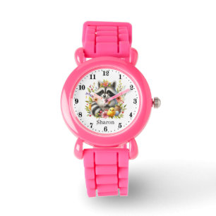 Montre Les filles adorent raccoon ajouter le nom