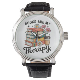 Montre Les livres sont ma thérapie Rétro floral amateur d
