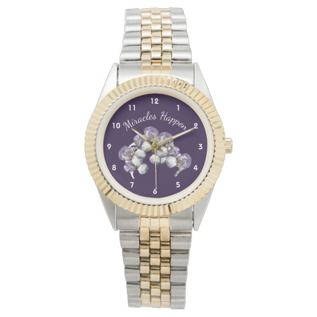 Montre Les miracles se produisent Iris Fleurs Inspiration (devant)