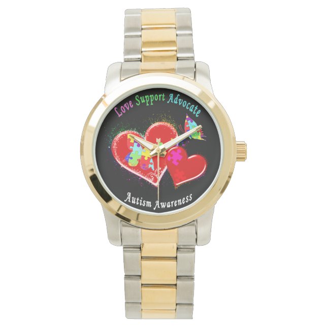Montre Les papillons autistes dans les coeurs (devant)