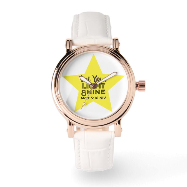 Montre Let Your Light Shine Bible Verse Yellow Star (Recto)