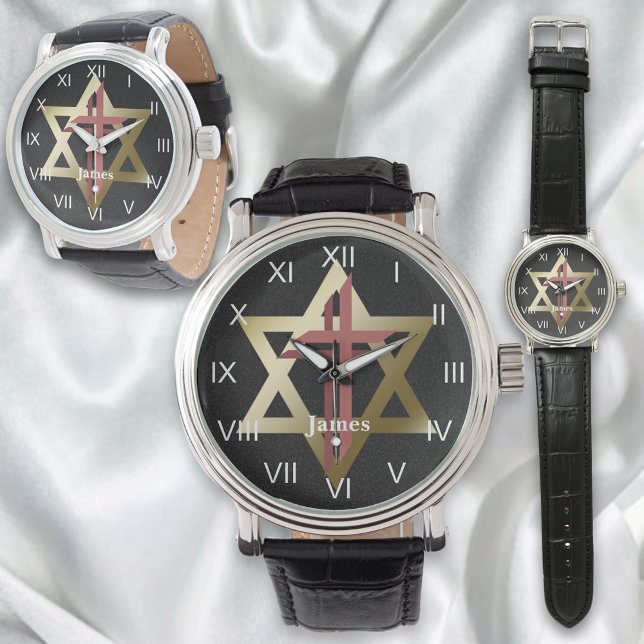 Montre L'étoile d'or de David avec Croix Rouge Brown (Créateur téléchargé)