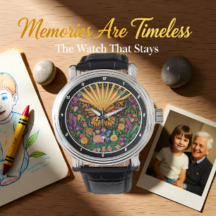 Montre L'étreinte de l'aube" - Papillon & Fleurs