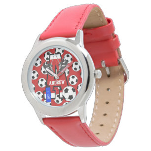Montre Lettre A Monogramme de soccer personnalisée
