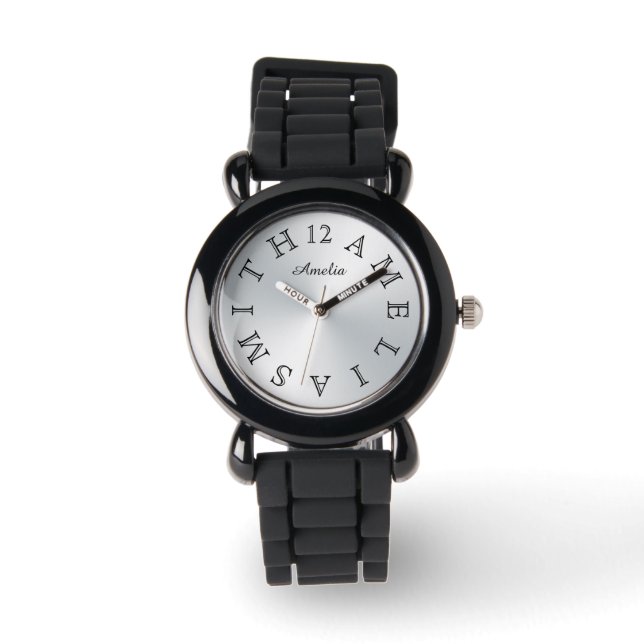 Montre Lettre blanche personnalisée Dial métal dégradé (Recto)