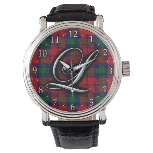 Montre Lettre Clan Lindsay Lindsey L Monogram Tartan (devant)