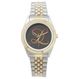 Montre Lettre d'or L en design vintage