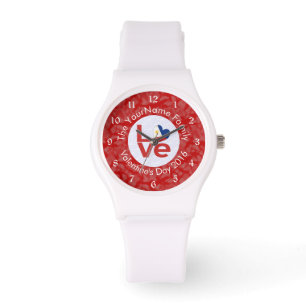 Montre LETTRE Drapeau Rouge AMOUR COEUR Saint-Valentin
