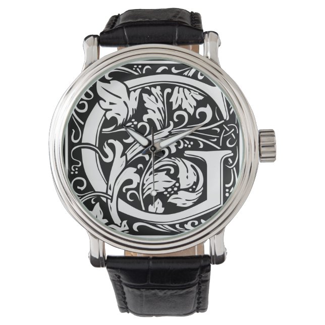 Montre Lettre G Monogramme médiéval Art Nouveau (devant)