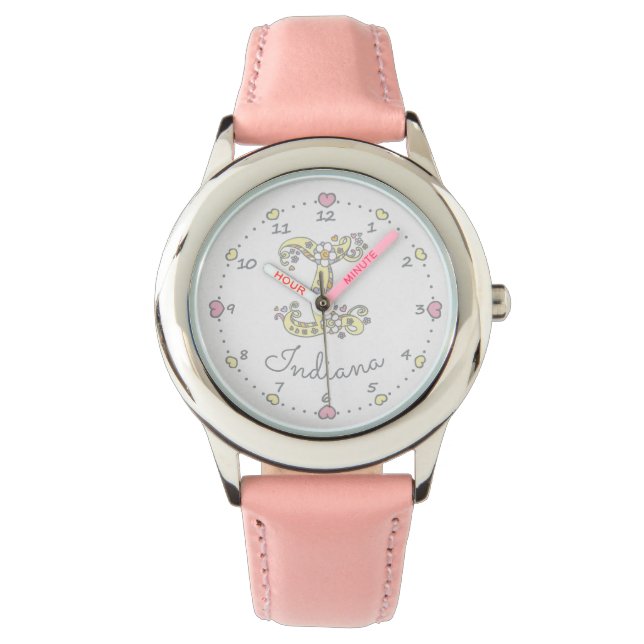 Montre Lettre monogramme I doodle nom de l'art cardiaque  (devant)