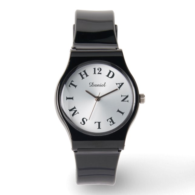 Montre Lettre personnalisée Dial Argent Gradient (Recto)