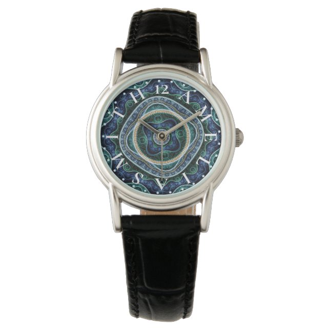 Montre Lettre personnalisée Dial Julian Fractal Mandala (devant)
