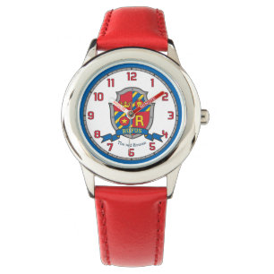 Montre Lettre R Rufus crête personnalisée rouge bleu jaun