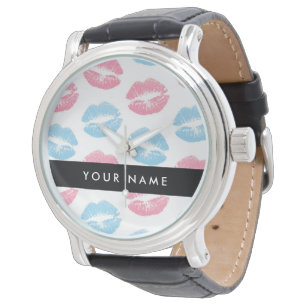 Montre Lèvres roses, lèvres bleues, baiser, votre nom, pe