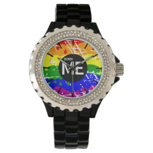 Montre LGBT Pride Drapeau Déchirant Peinture Born Me