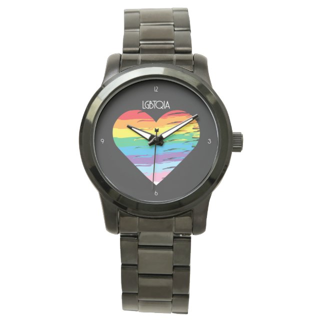 Montre LGBTQIA COEUR, Fierté Aimer arc-en-ciel (devant)