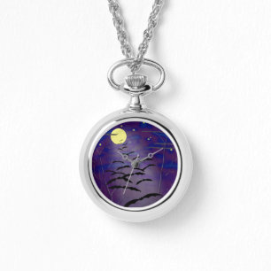 Montre L'heure ensorcelante avec pleine lune jaune et cha