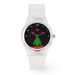 Montre libanaise, mode des Coeurs rouges, drapeau 