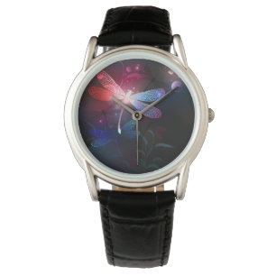 Montre libellule rouge brillante