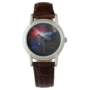Montre libellule rouge brillante