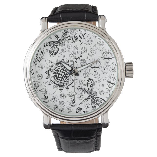 Montre libellules et fleurs (devant)