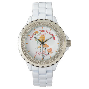 Montre Libre comme Fleurs Jaune Orange Ginkgo Feuilles